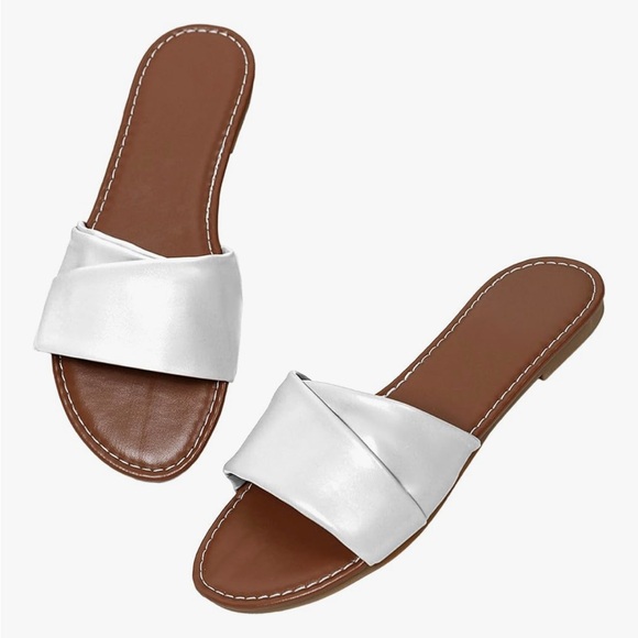 Shoes - Elegant White Slide Sandals -New